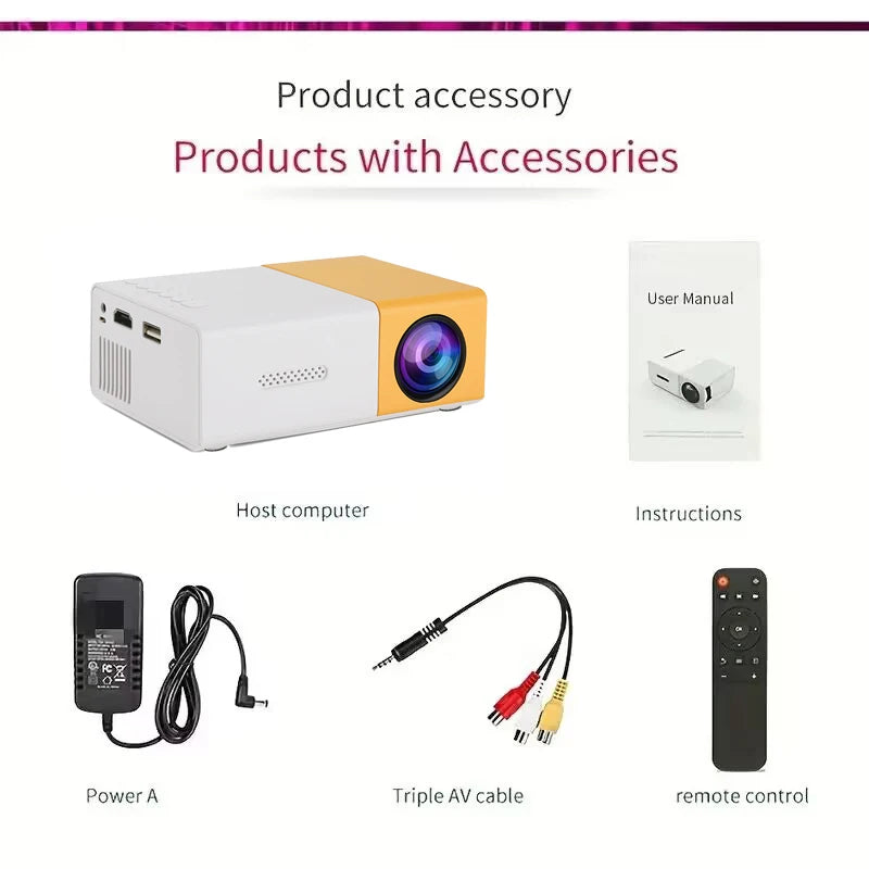 Pocket projector YG300, high-definition projector, a good choice for gifts, does not take up space and is suitable for outdoor