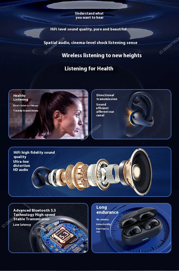 Xiaomi Bone Conduction Earphones Waterproof HiFi Stereo Wireless Sports Headphones with Microphone for Gaming and Music