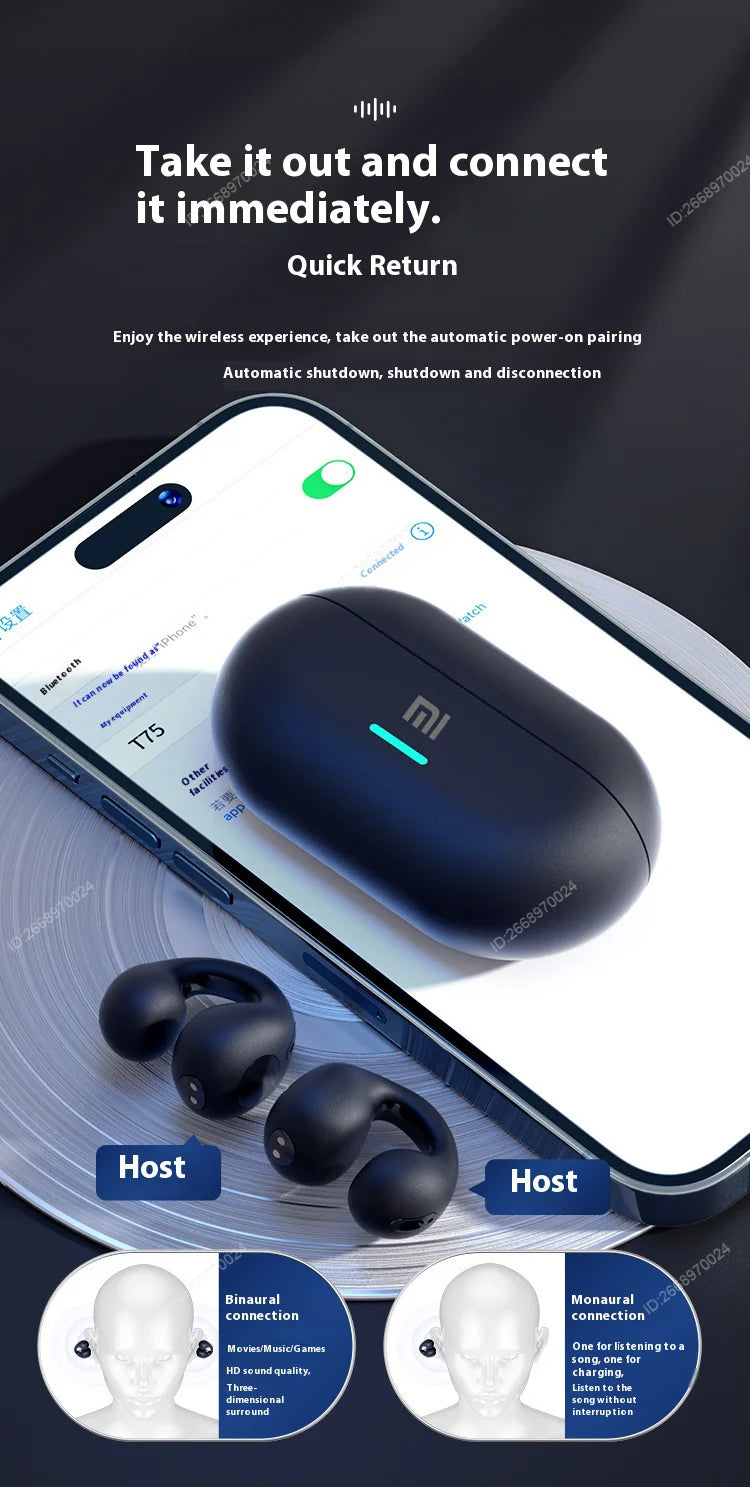 Xiaomi Bone Conduction Earphones Waterproof HiFi Stereo Wireless Sports Headphones with Microphone for Gaming and Music